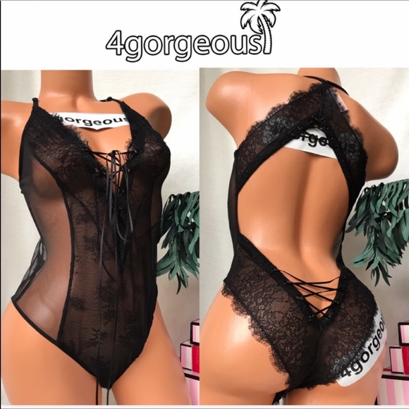 Victoria's Secret Other - VS L,M,STRAPPY TEDDY LOW BACK LINGERIE BLACK MESH